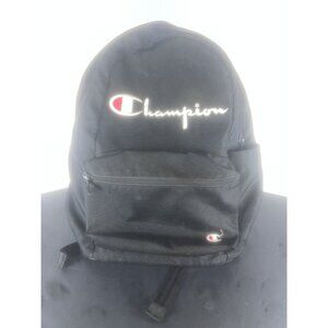 Champion Black Backpack With Embroidered Logo & Front Zip Pocket